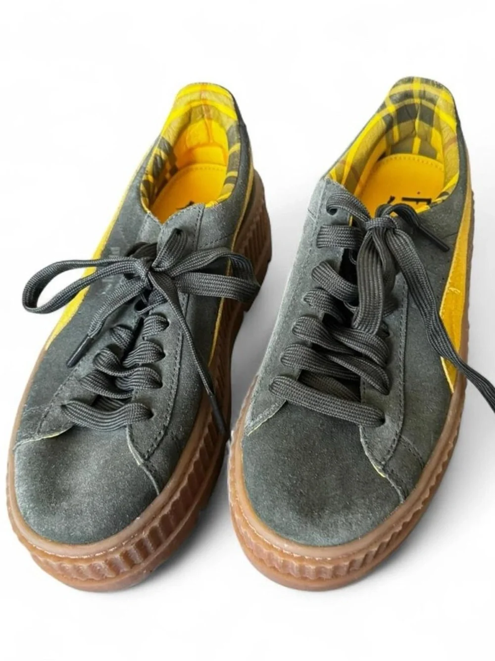 Fenty Puma by Rihanna Suede Cleated Creeper • Yellow & Grey • Women’s 7.5 • Rare